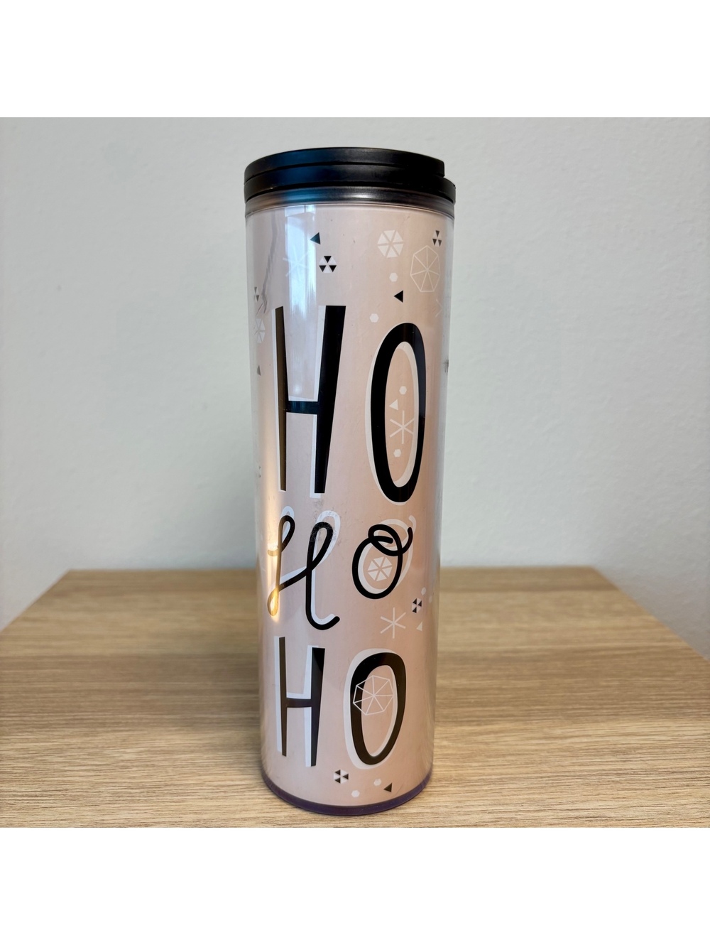 Starbucks 2017 Holiday Christmas Pink Ho Ho Ho Travel Mug Tumbler 16 oz